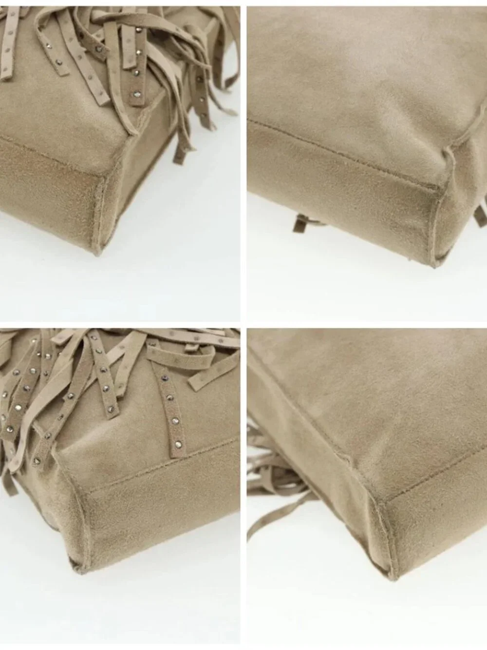 CHANEL Hand Bag Suede Beige Silver CC Auth BA12233